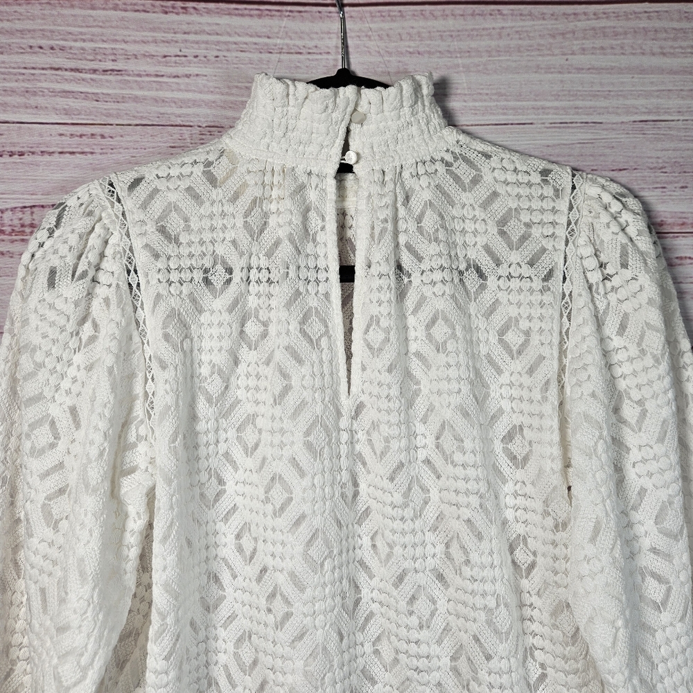Sezane Shona White Lace Long Sleeve Blouse - Picture 12 of 15
